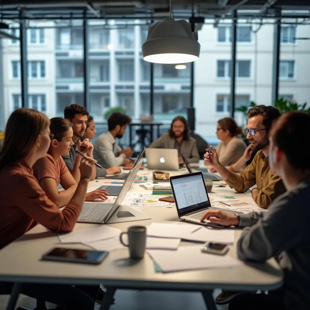 Équipe FinancIA en réunion de brainstorming