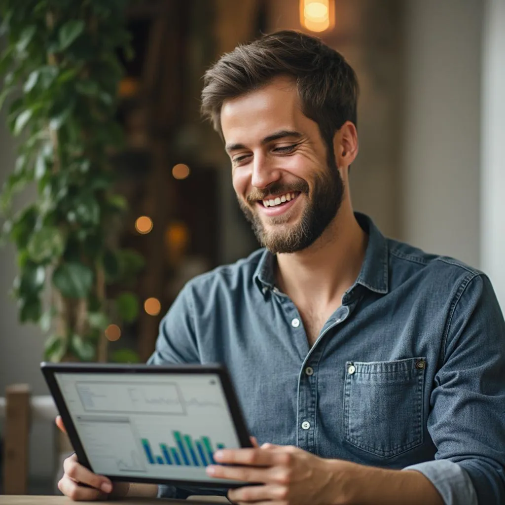 Client satisfait utilisant la plateforme FinancIA